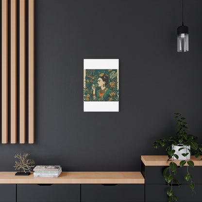 Frida Botanical Canvas Print — Vibrant Stretched Matte Wall Art