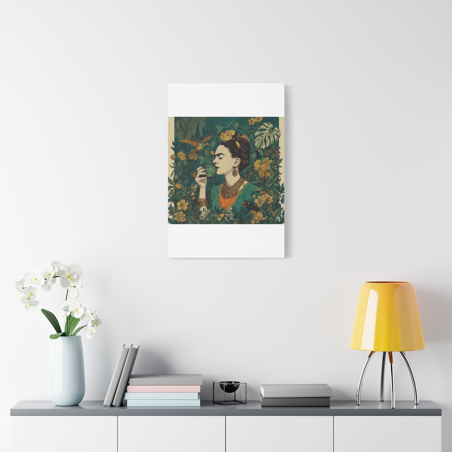 Frida Botanical Canvas Print — Vibrant Stretched Matte Wall Art