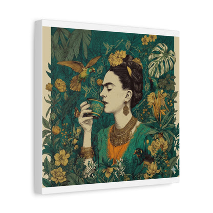 Frida Botanical Canvas Print — Vibrant Stretched Matte Wall Art
