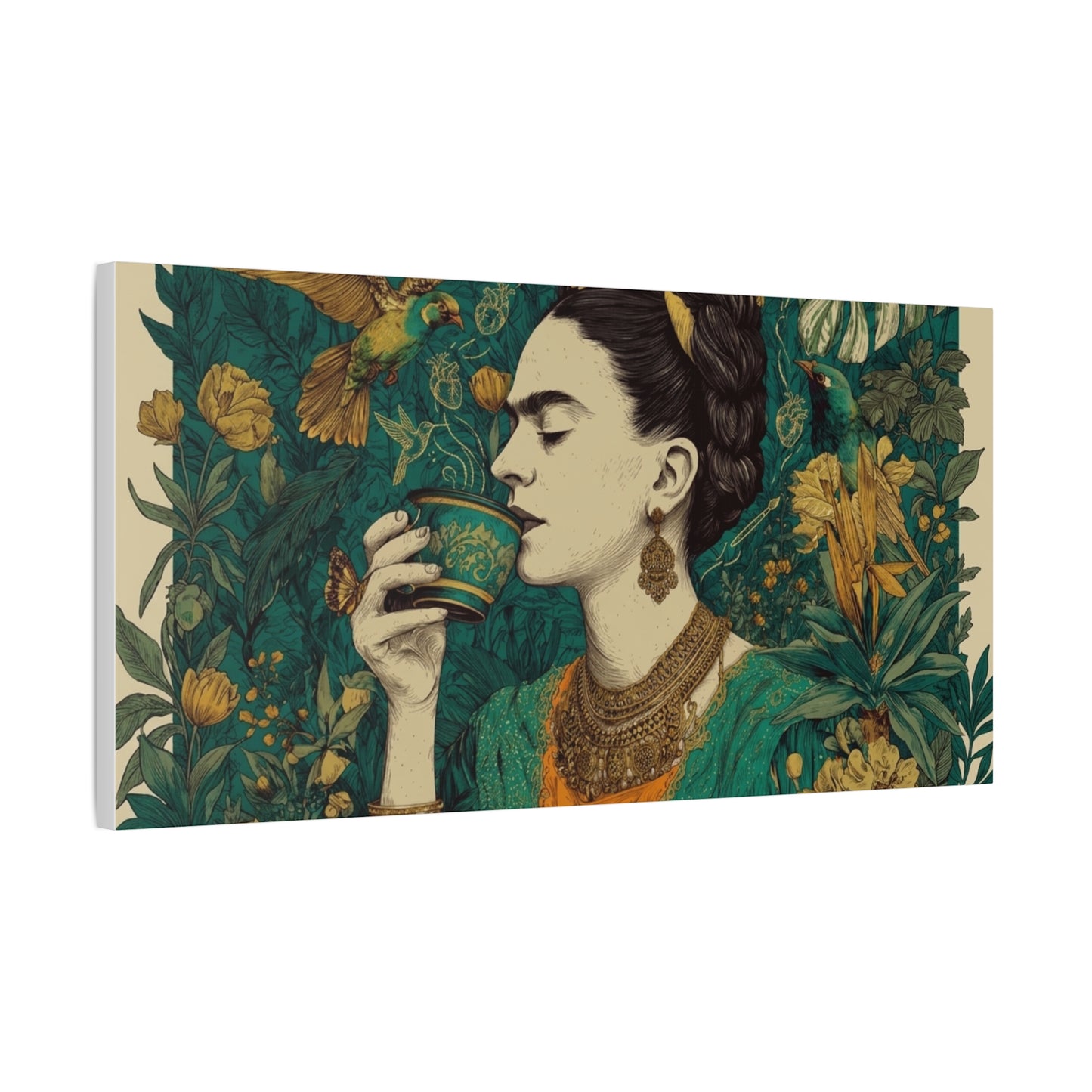 Frida Botanical Canvas Print — Vibrant Stretched Matte Wall Art