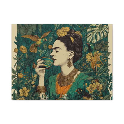 Frida Botanical Canvas Print — Vibrant Stretched Matte Wall Art