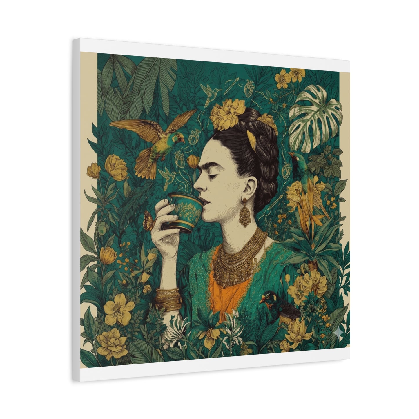 Frida Botanical Canvas Print — Vibrant Stretched Matte Wall Art