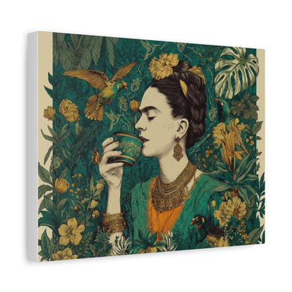 Frida Botanical Canvas Print — Vibrant Stretched Matte Wall Art