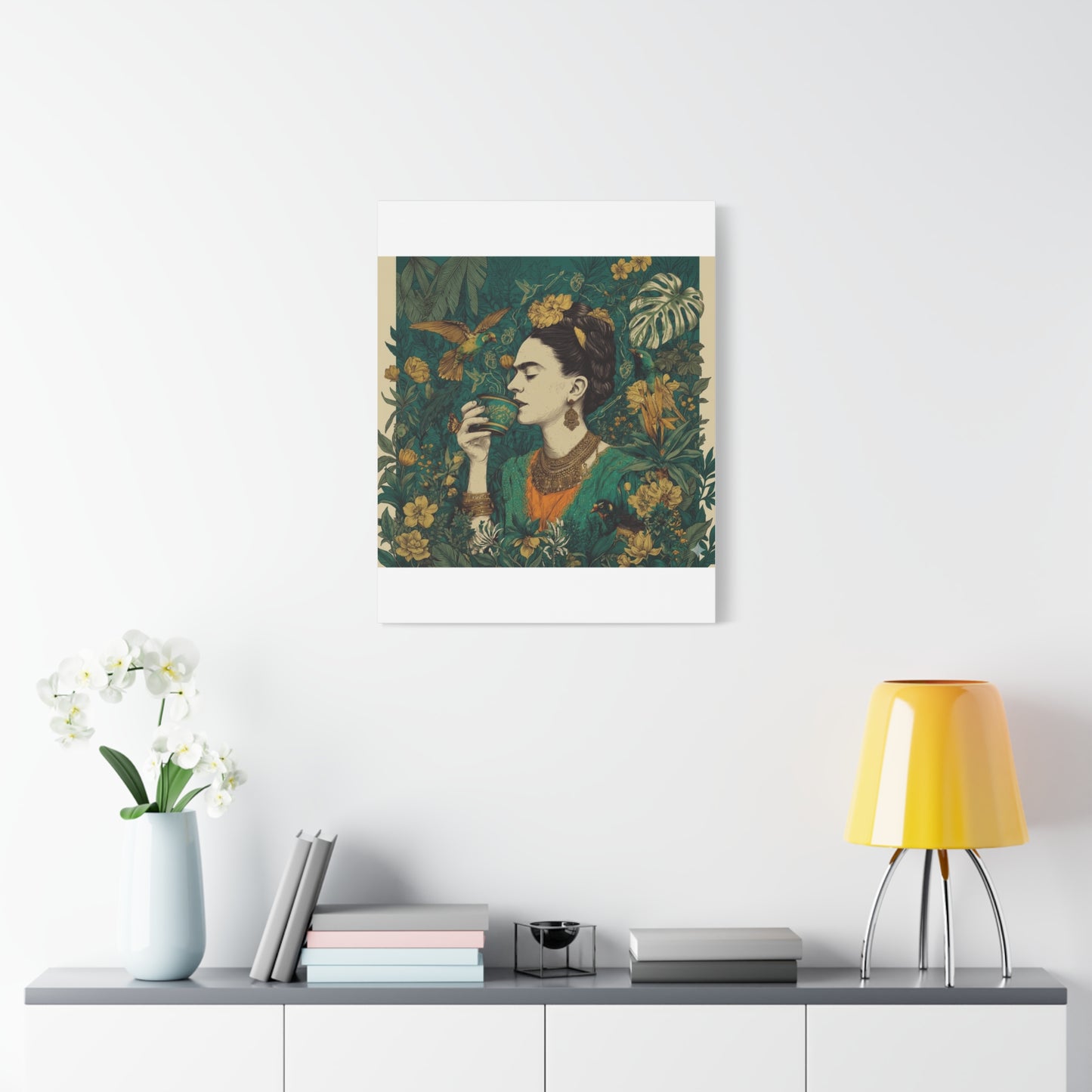 Frida Botanical Canvas Print — Vibrant Stretched Matte Wall Art