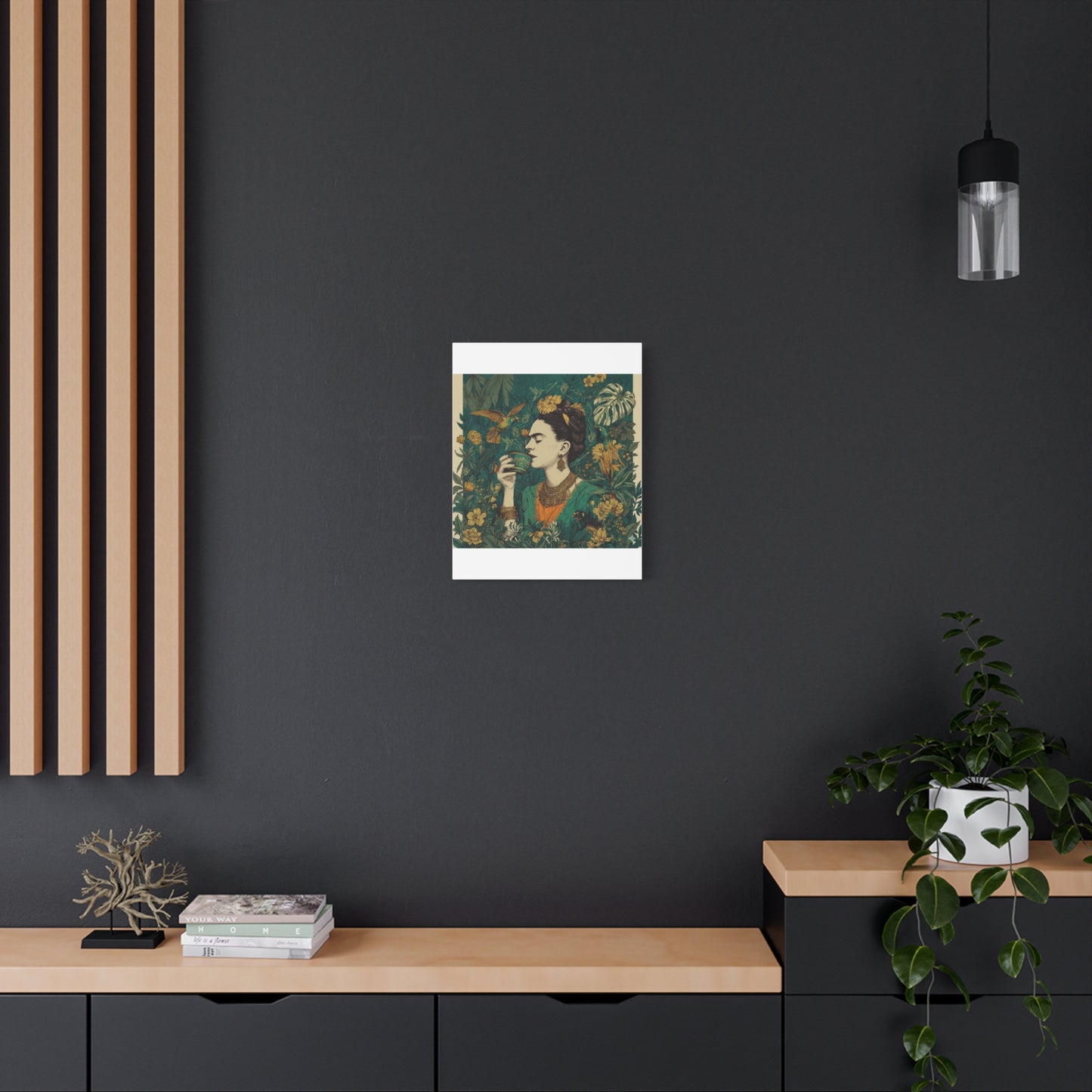 Frida Botanical Canvas Print — Vibrant Stretched Matte Wall Art