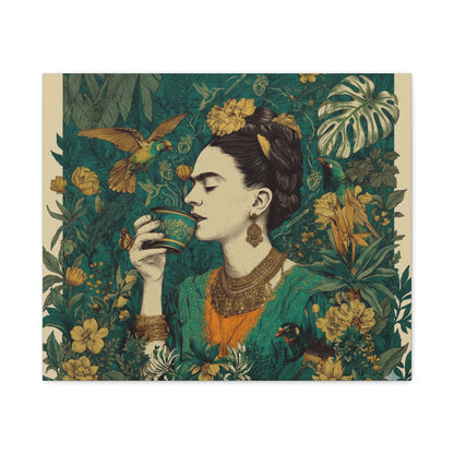 Frida Botanical Canvas Print — Vibrant Stretched Matte Wall Art