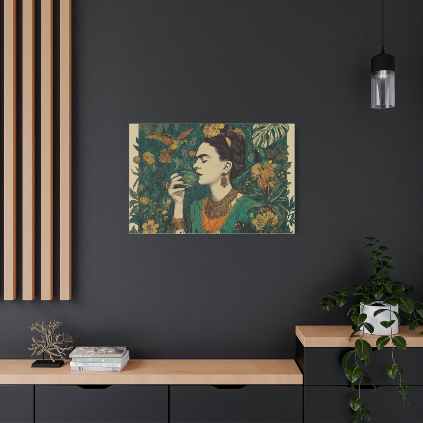 Frida Botanical Canvas Print — Vibrant Stretched Matte Wall Art