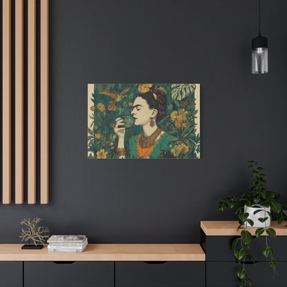 Frida Botanical Canvas Print — Vibrant Stretched Matte Wall Art