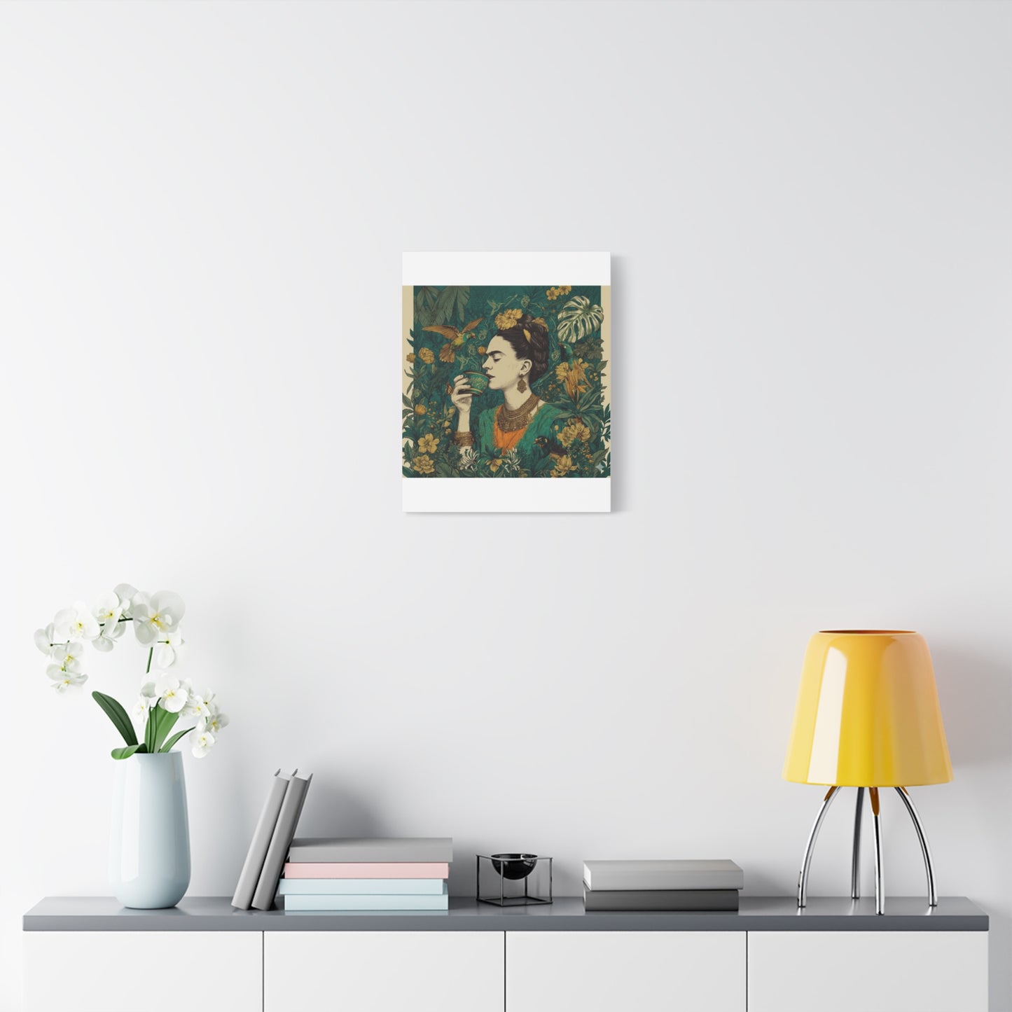 Frida Botanical Canvas Print — Vibrant Stretched Matte Wall Art