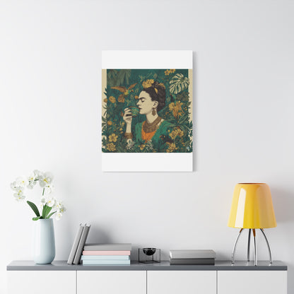 Frida Botanical Canvas Print — Vibrant Stretched Matte Wall Art