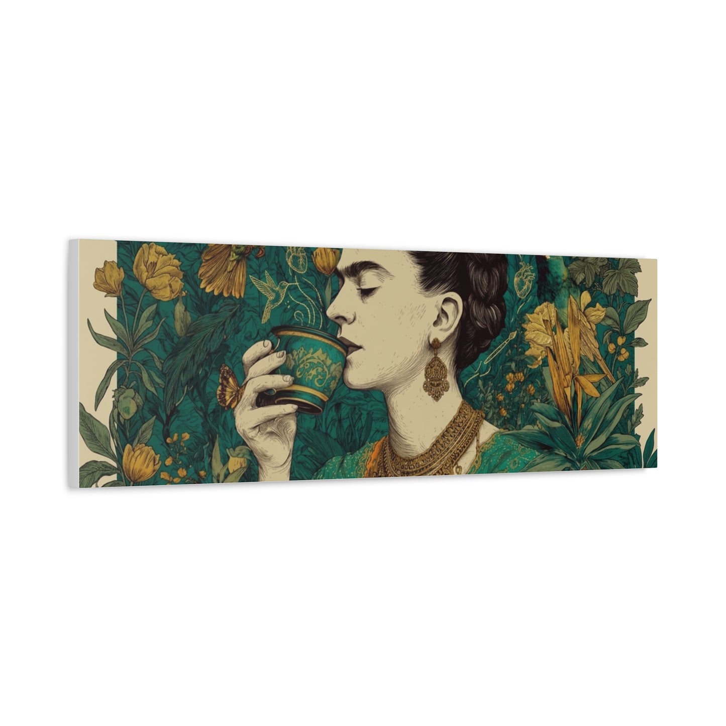 Frida Botanical Canvas Print — Vibrant Stretched Matte Wall Art