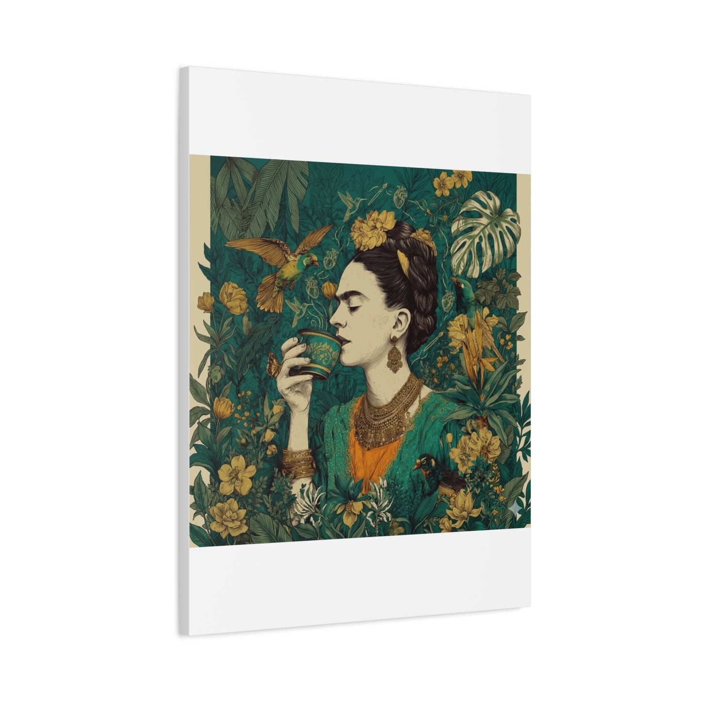 Frida Botanical Canvas Print — Vibrant Stretched Matte Wall Art