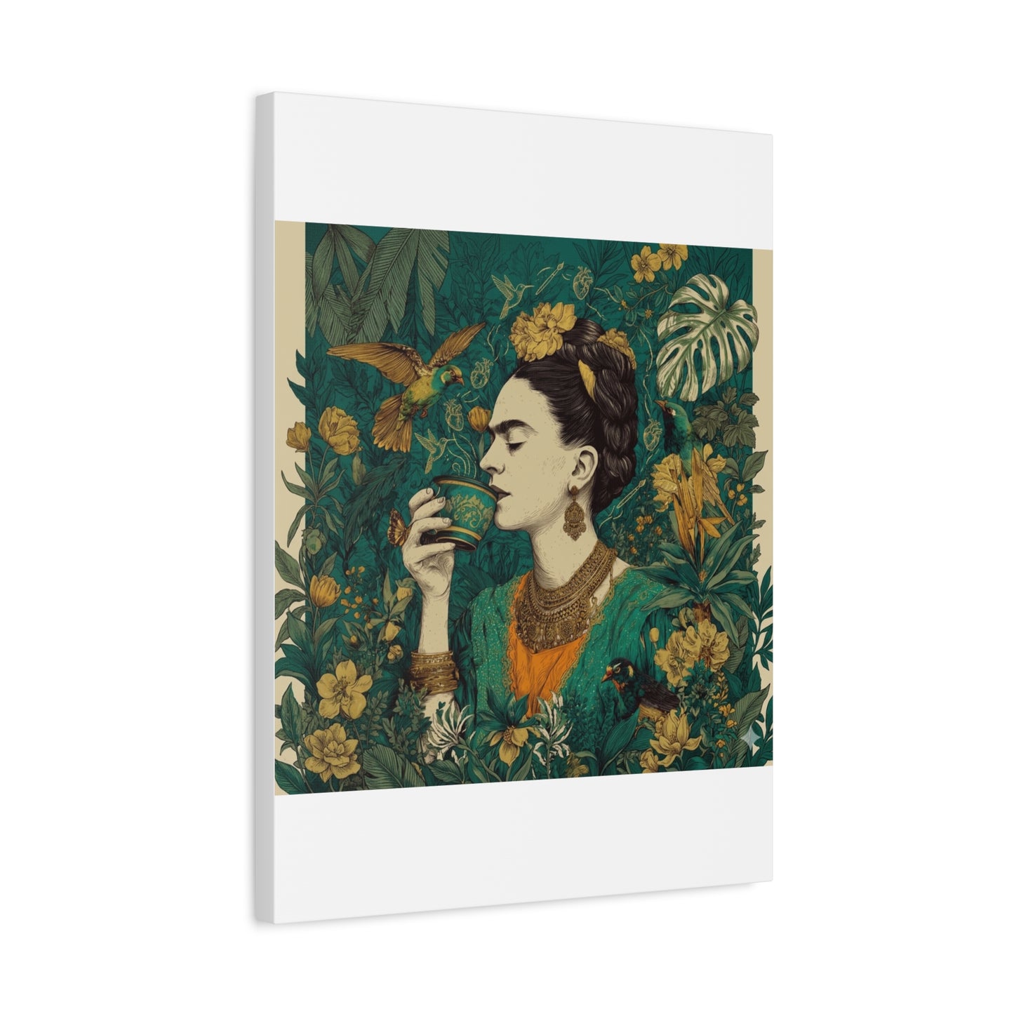 Frida Botanical Canvas Print — Vibrant Stretched Matte Wall Art