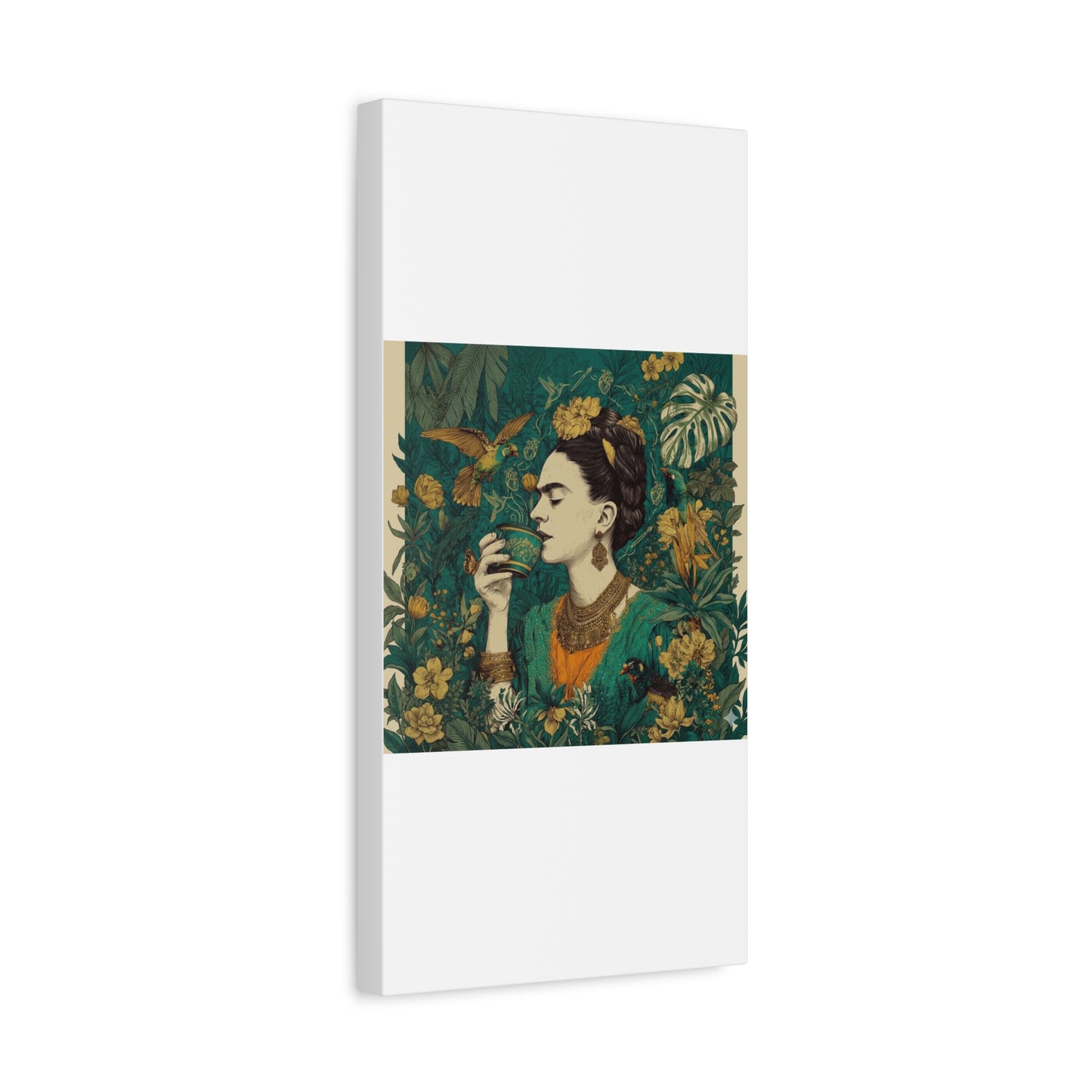 Frida Botanical Canvas Print — Vibrant Stretched Matte Wall Art