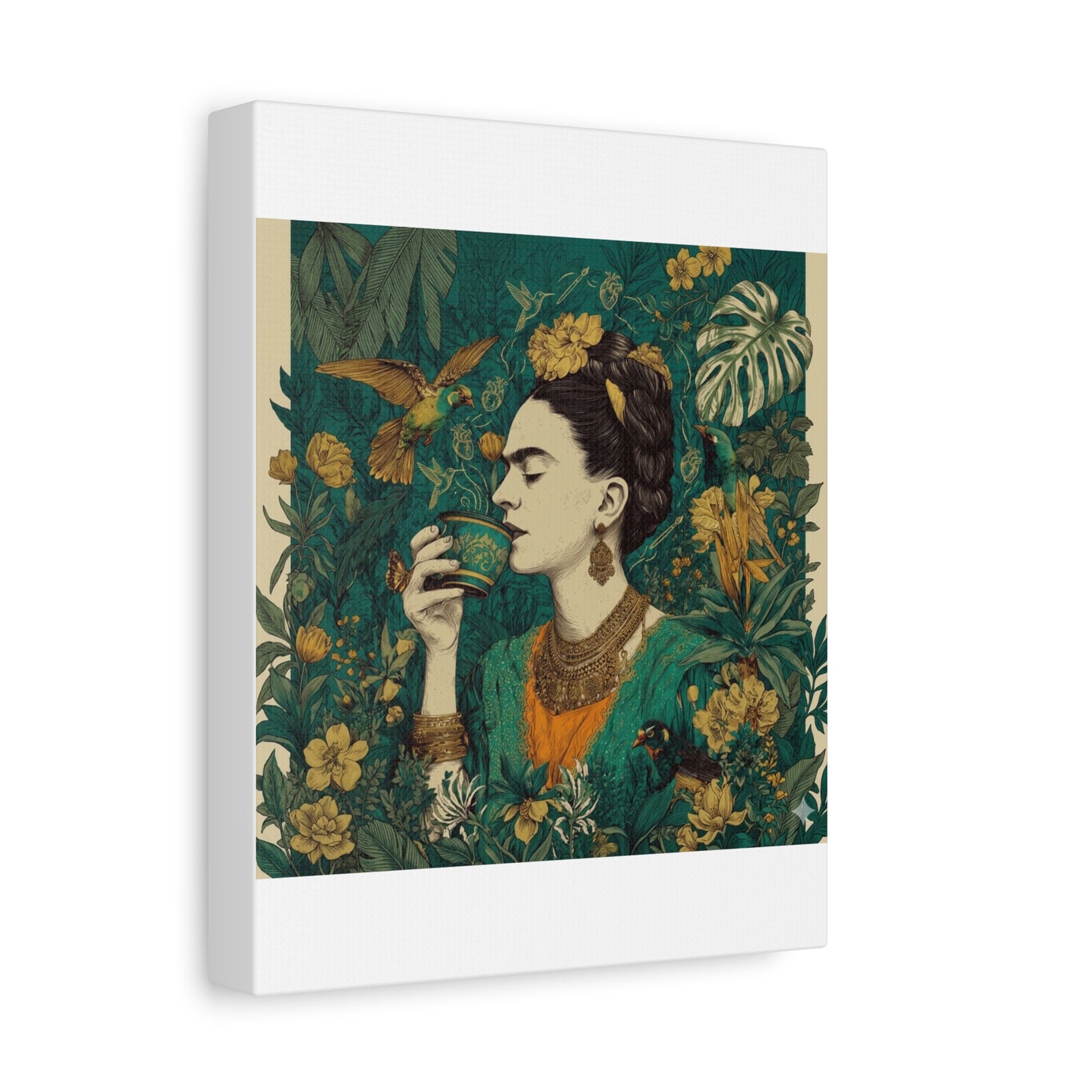 Frida Botanical Canvas Print — Vibrant Stretched Matte Wall Art
