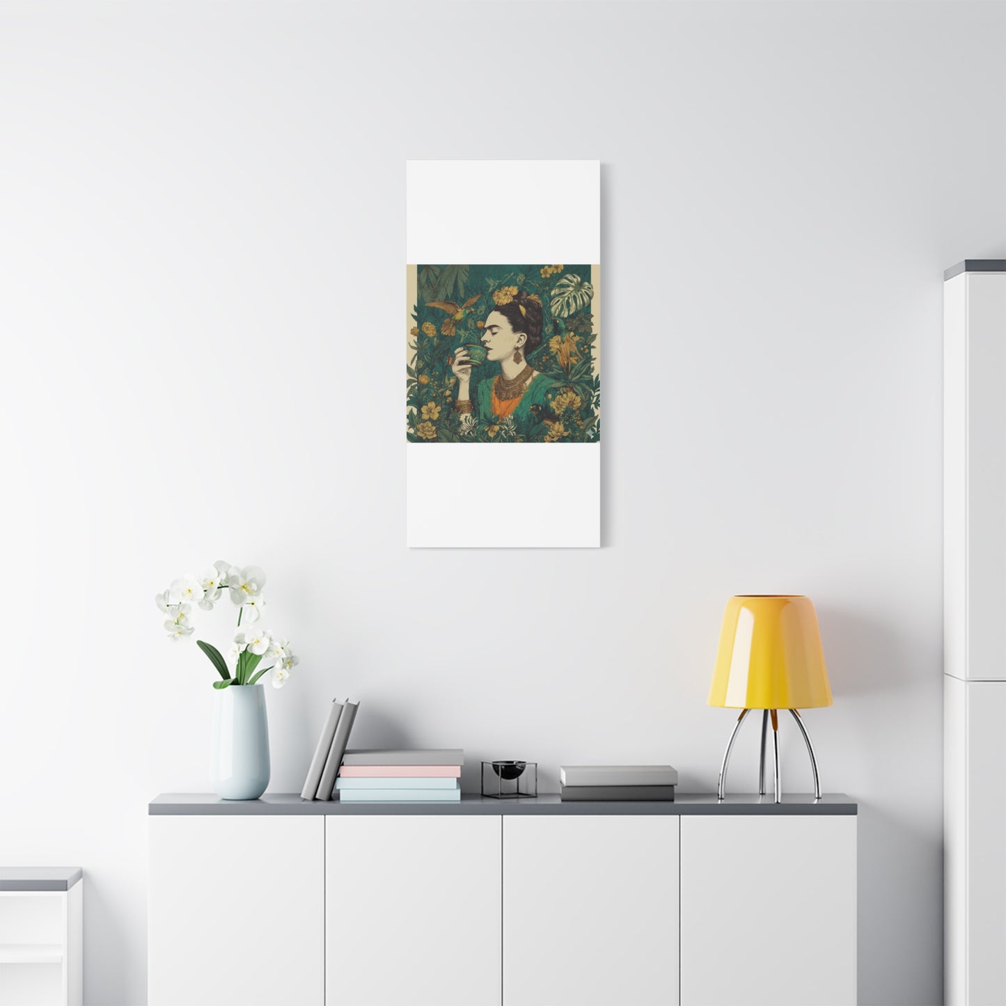 Frida Botanical Canvas Print — Vibrant Stretched Matte Wall Art