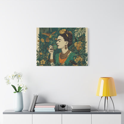 Frida Botanical Canvas Print — Vibrant Stretched Matte Wall Art