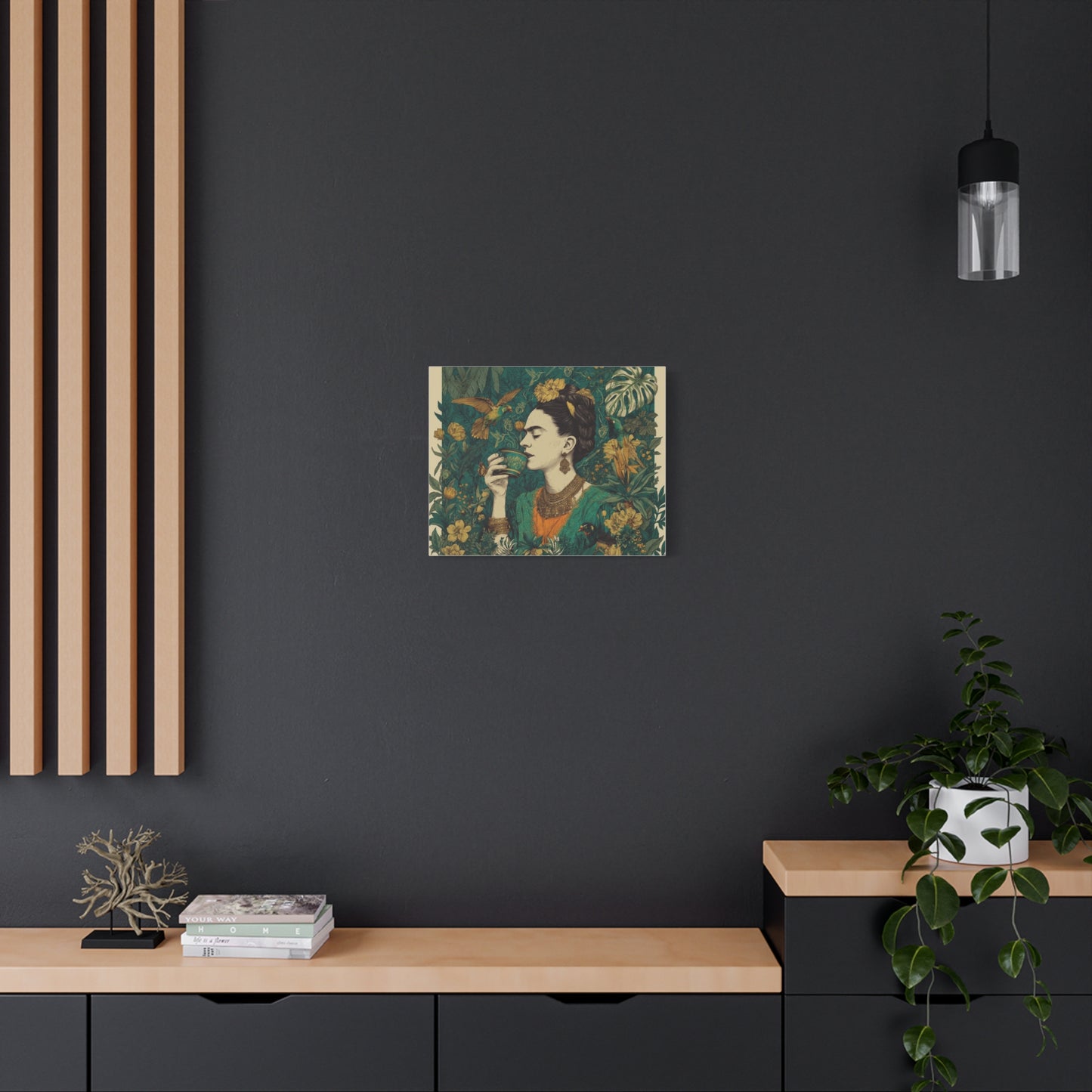 Frida Botanical Canvas Print — Vibrant Stretched Matte Wall Art