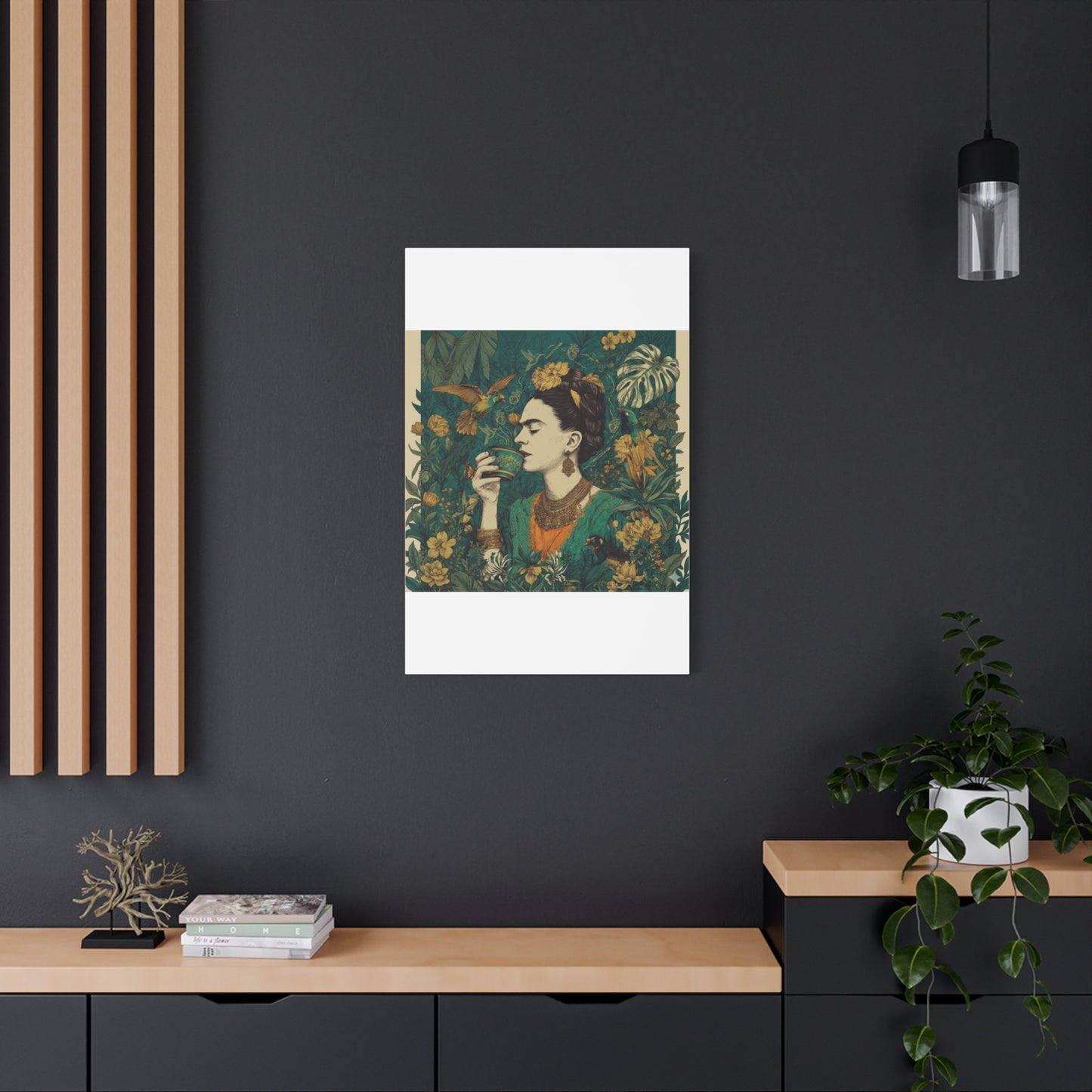 Frida Botanical Canvas Print — Vibrant Stretched Matte Wall Art