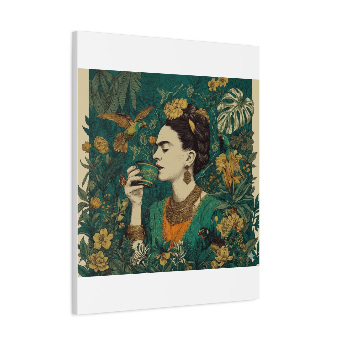 Frida Botanical Canvas Print — Vibrant Stretched Matte Wall Art
