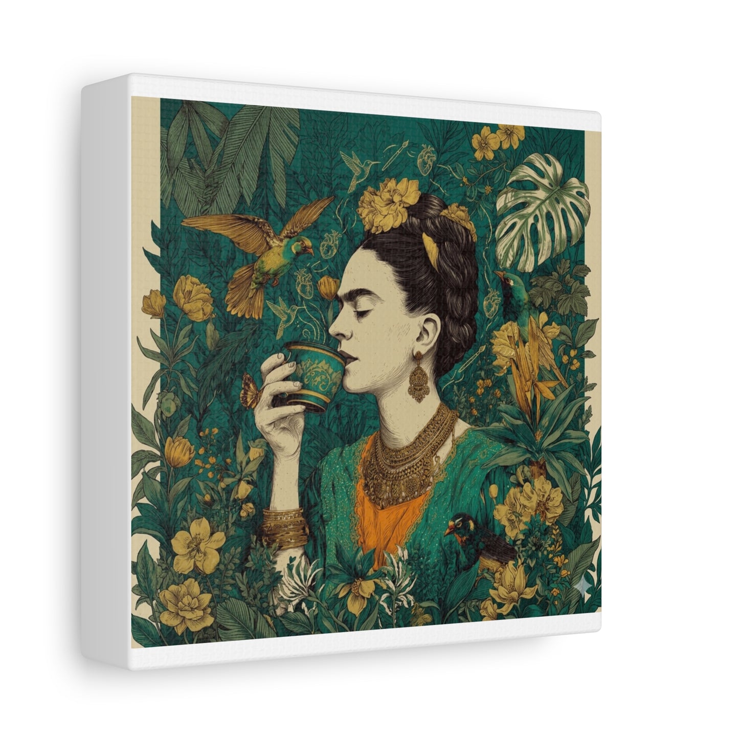 Frida Botanical Canvas Print — Vibrant Stretched Matte Wall Art