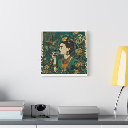 Frida Botanical Canvas Print — Vibrant Stretched Matte Wall Art