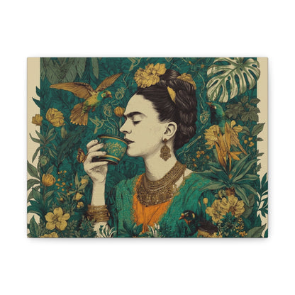 Frida Botanical Canvas Print — Vibrant Stretched Matte Wall Art