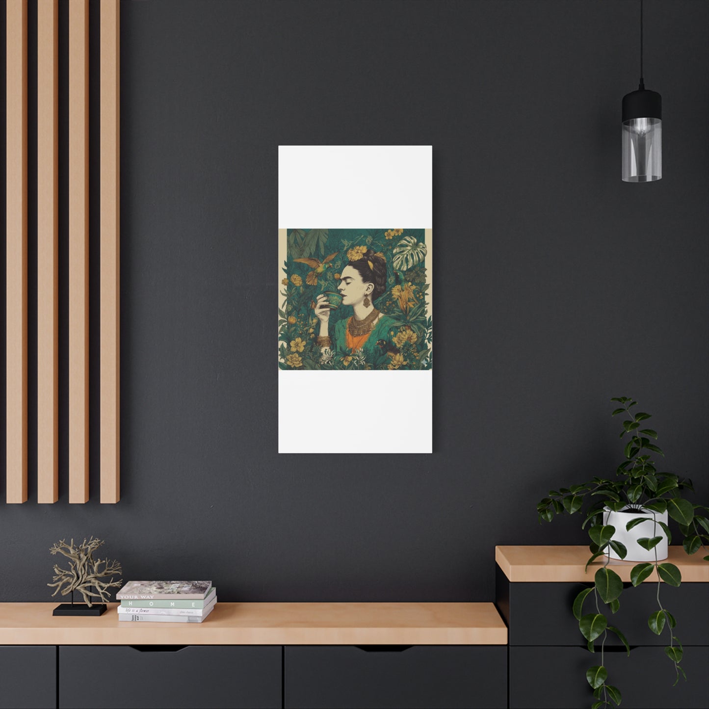 Frida Botanical Canvas Print — Vibrant Stretched Matte Wall Art