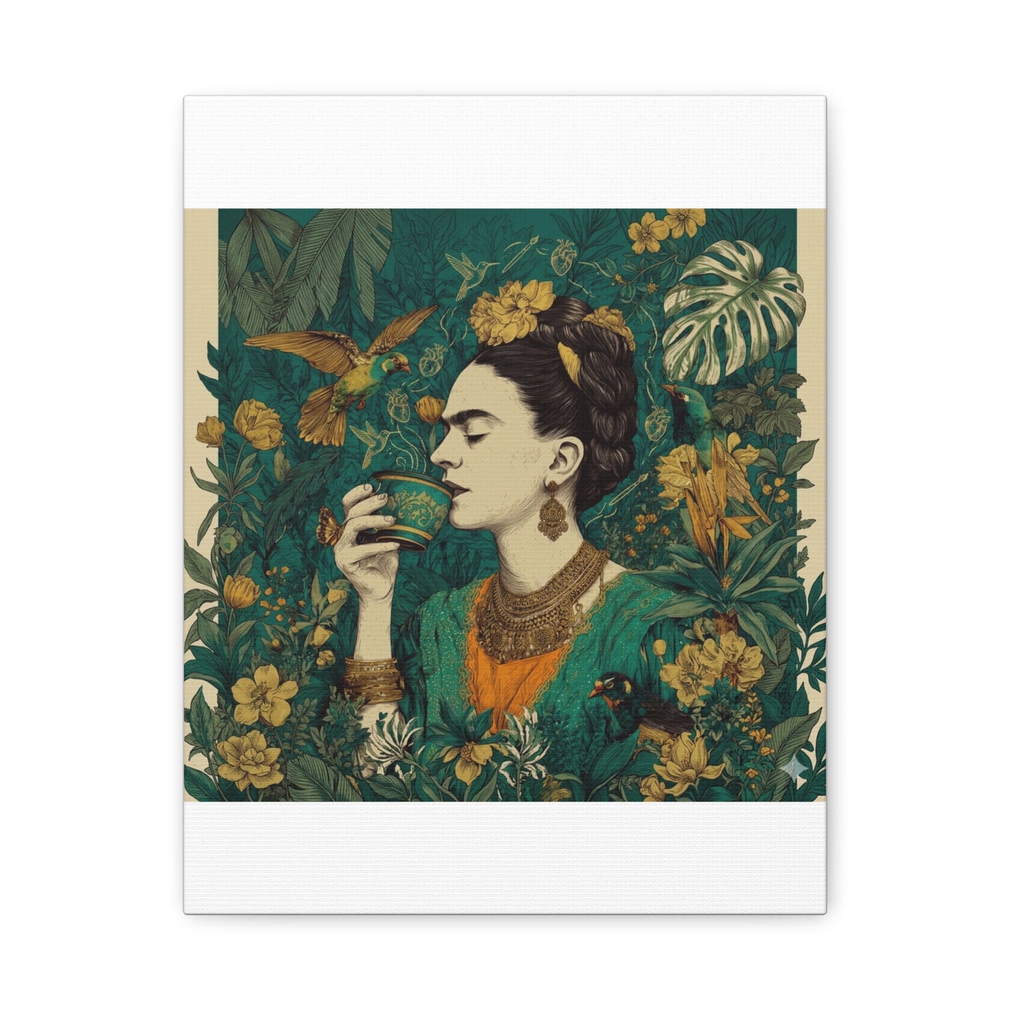 Frida Botanical Canvas Print — Vibrant Stretched Matte Wall Art