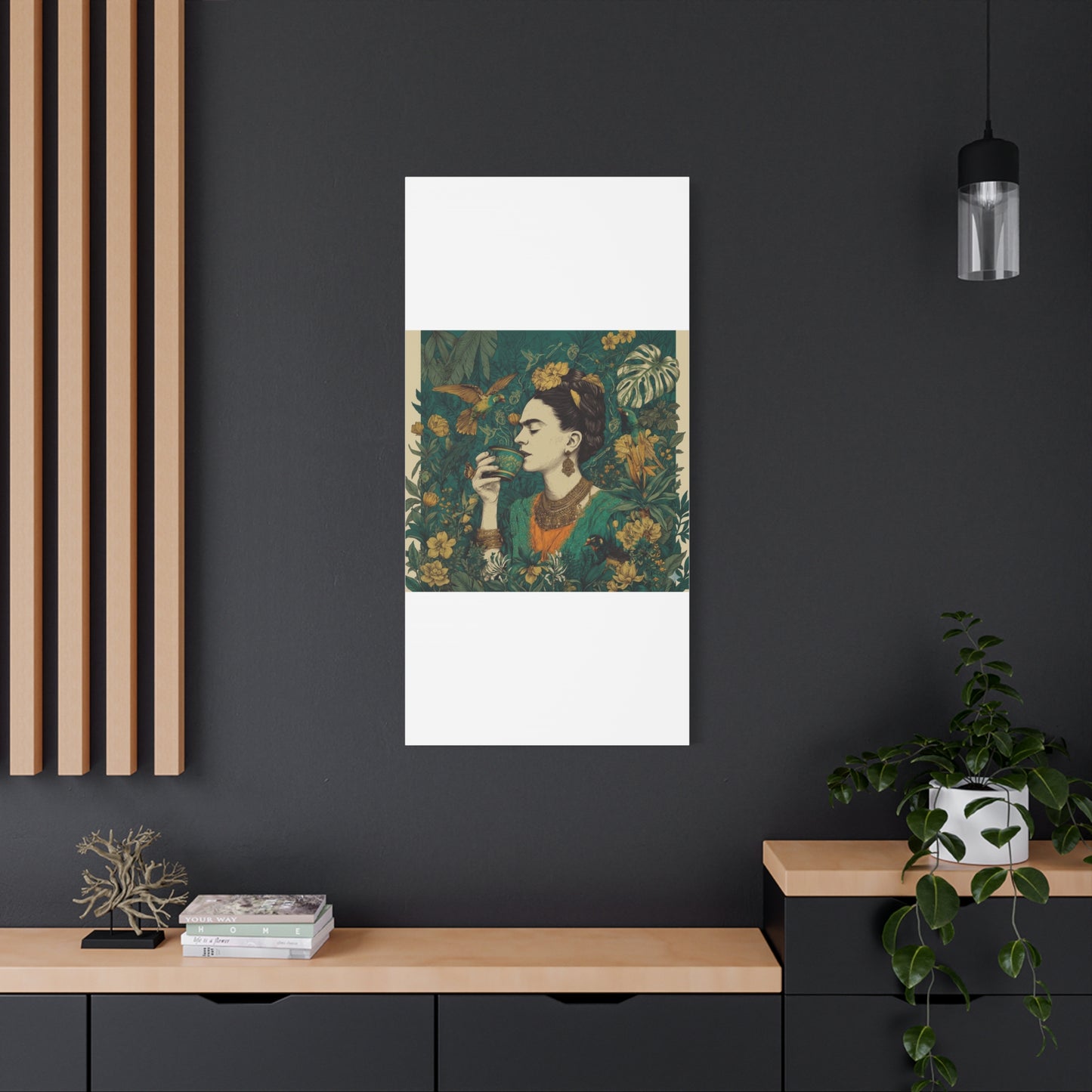 Frida Botanical Canvas Print — Vibrant Stretched Matte Wall Art