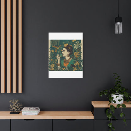 Frida Botanical Canvas Print — Vibrant Stretched Matte Wall Art