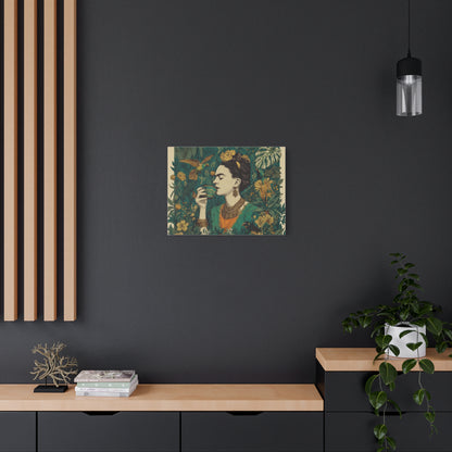 Frida Botanical Canvas Print — Vibrant Stretched Matte Wall Art