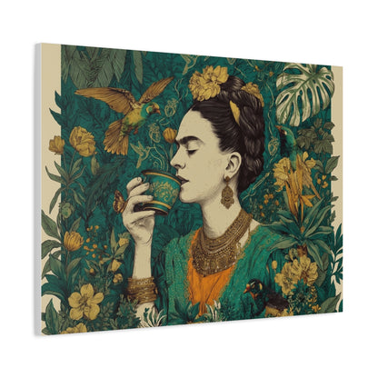 Frida Botanical Canvas Print — Vibrant Stretched Matte Wall Art