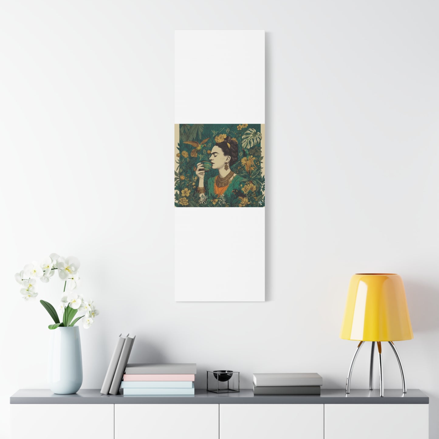 Frida Botanical Canvas Print — Vibrant Stretched Matte Wall Art