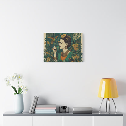 Frida Botanical Canvas Print — Vibrant Stretched Matte Wall Art