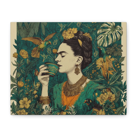Frida Botanical Canvas Print — Vibrant Stretched Matte Wall Art