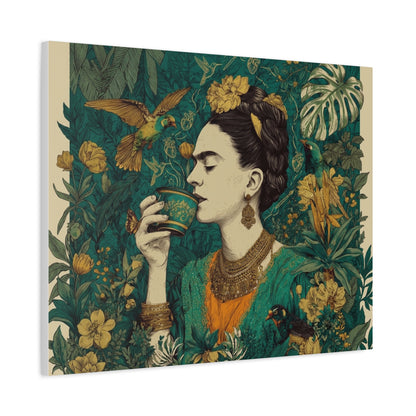 Frida Botanical Canvas Print — Vibrant Stretched Matte Wall Art