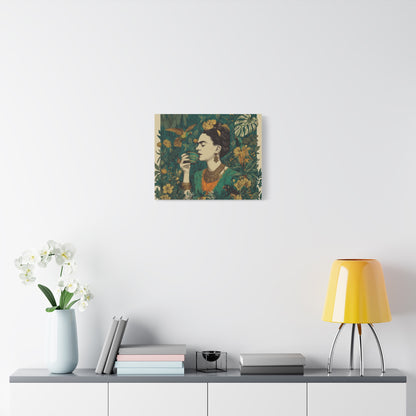 Frida Botanical Canvas Print — Vibrant Stretched Matte Wall Art