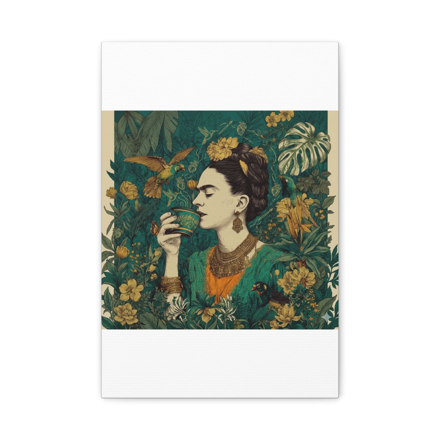 Frida Botanical Canvas Print — Vibrant Stretched Matte Wall Art