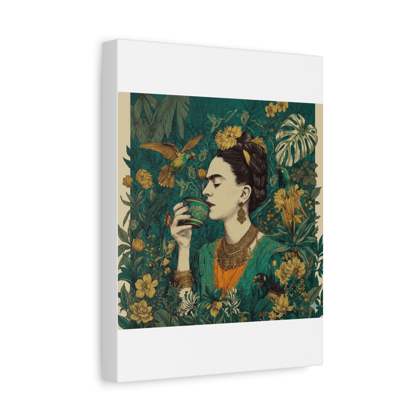 Frida Botanical Canvas Print — Vibrant Stretched Matte Wall Art