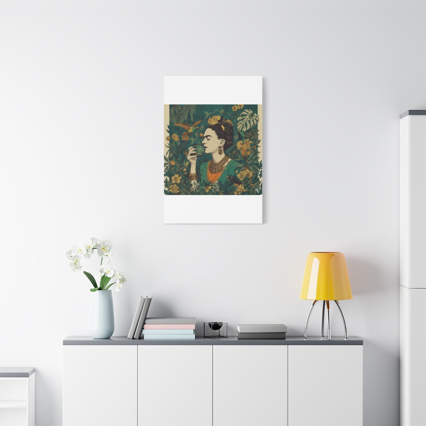 Frida Botanical Canvas Print — Vibrant Stretched Matte Wall Art