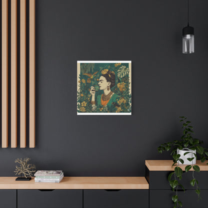 Frida Botanical Canvas Print — Vibrant Stretched Matte Wall Art