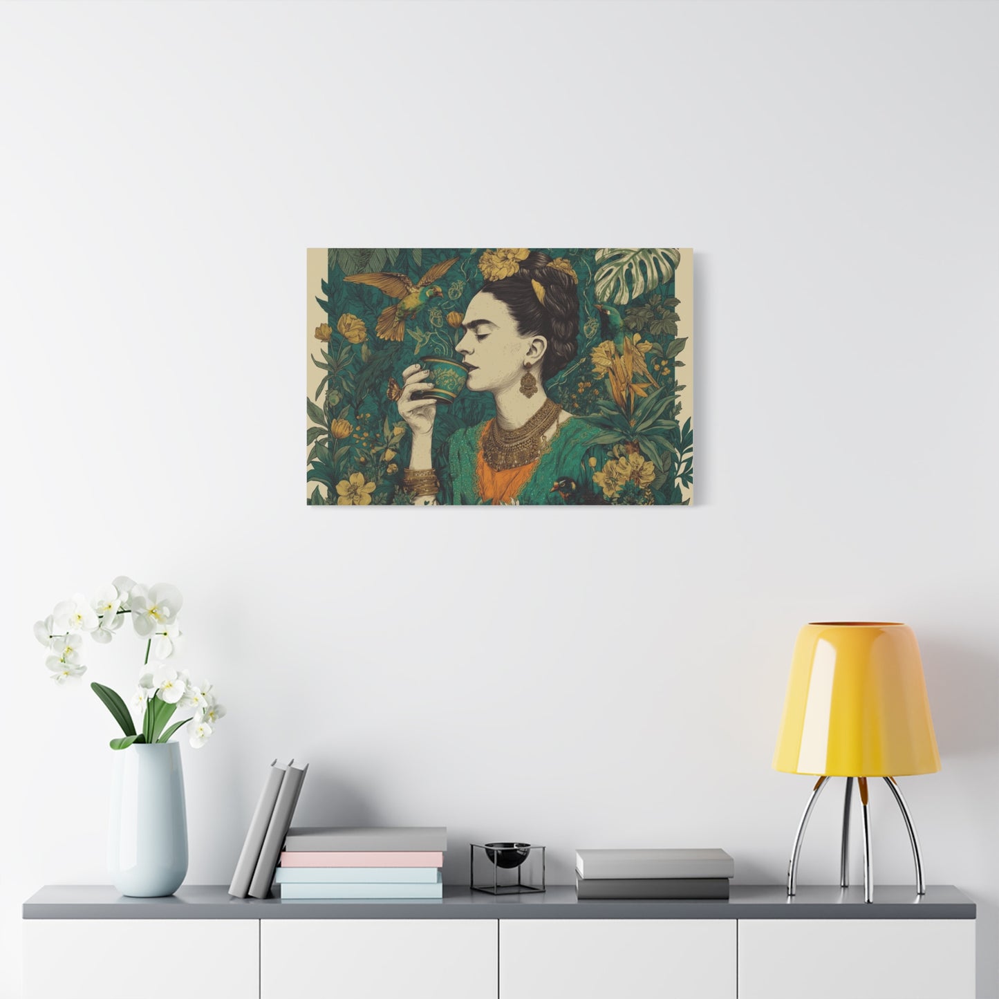 Frida Botanical Canvas Print — Vibrant Stretched Matte Wall Art