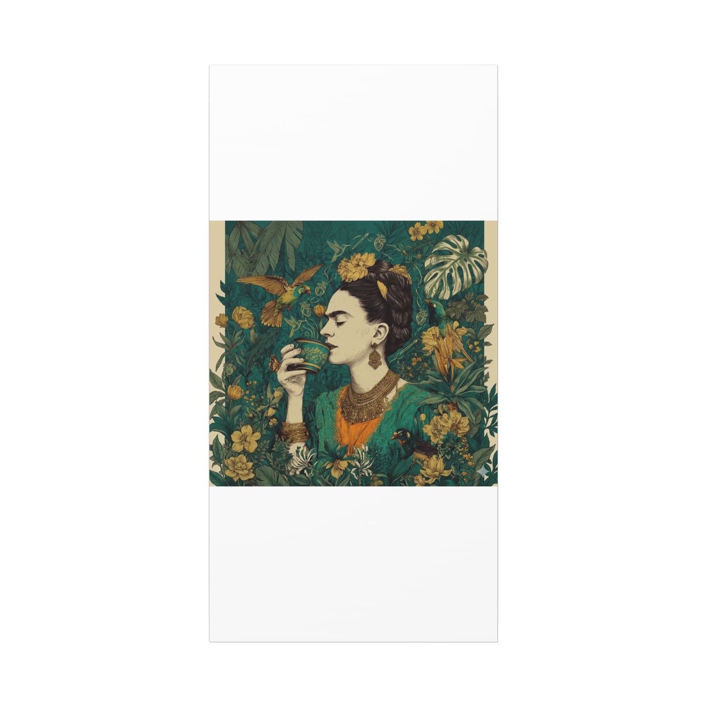 Frida Botanical Canvas Print — Vibrant Stretched Matte Wall Art