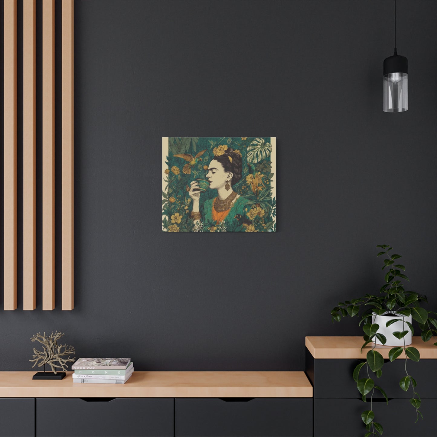 Frida Botanical Canvas Print — Vibrant Stretched Matte Wall Art