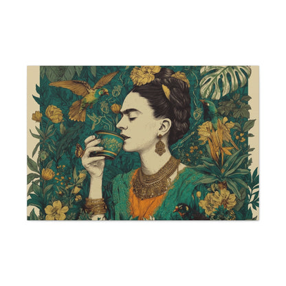 Frida Botanical Canvas Print — Vibrant Stretched Matte Wall Art
