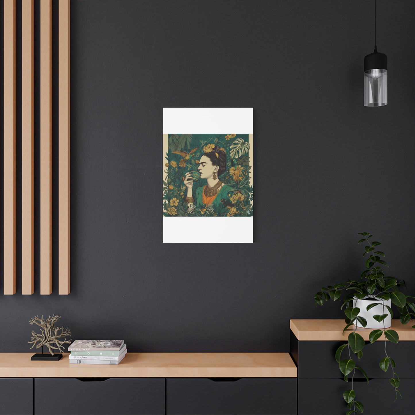 Frida Botanical Canvas Print — Vibrant Stretched Matte Wall Art