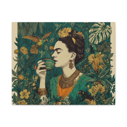 Frida Botanical Canvas Print — Vibrant Stretched Matte Wall Art