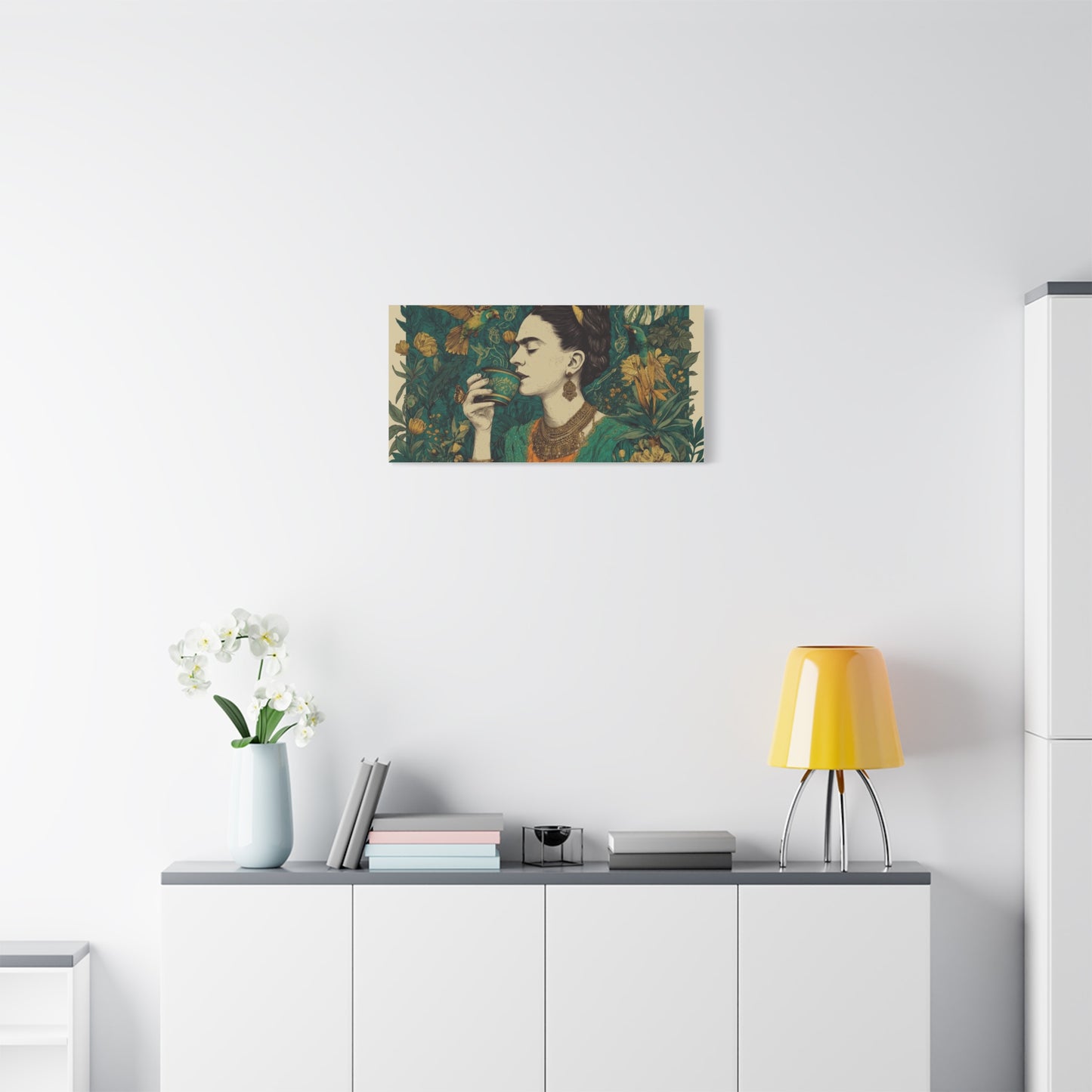 Frida Botanical Canvas Print — Vibrant Stretched Matte Wall Art