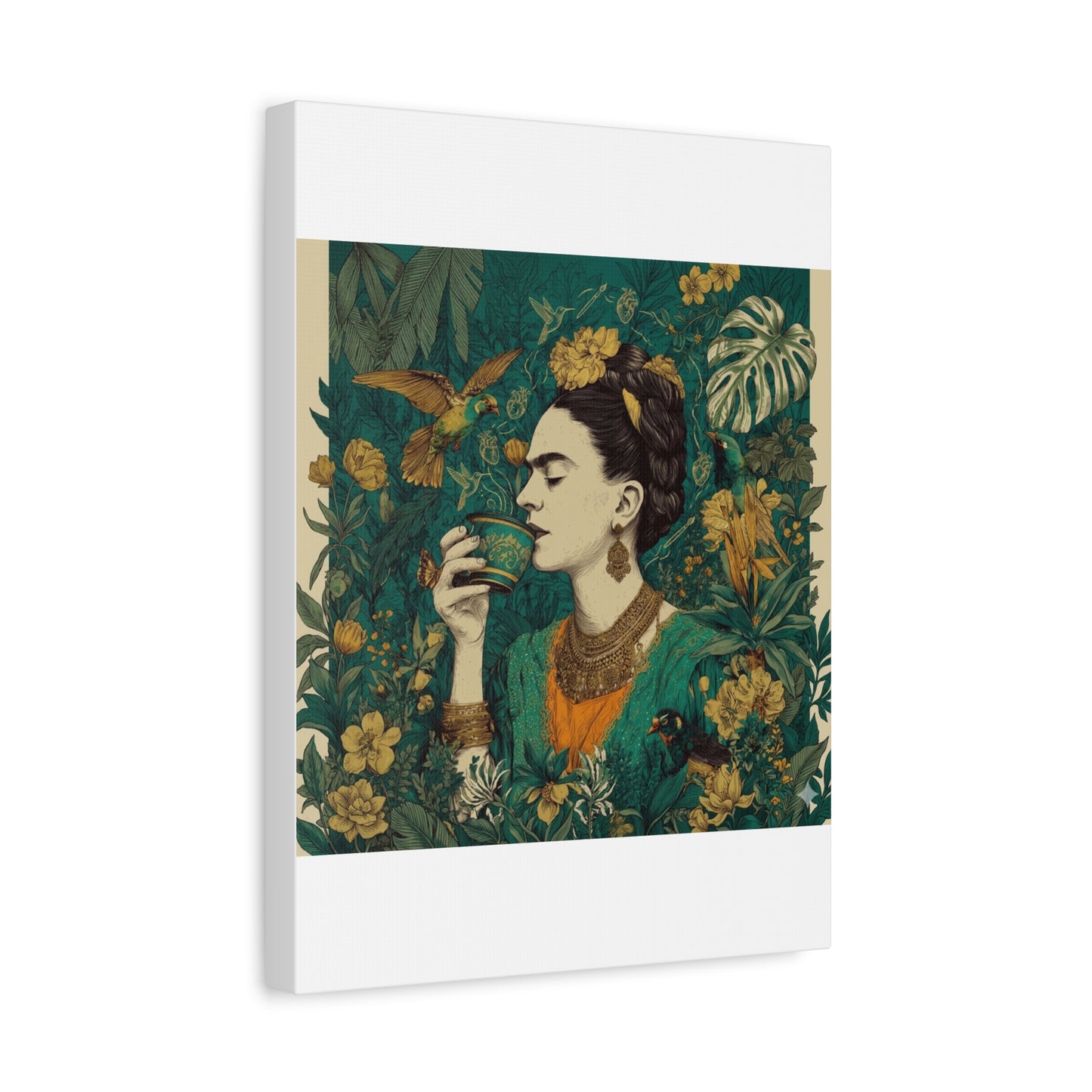 Frida Botanical Canvas Print — Vibrant Stretched Matte Wall Art